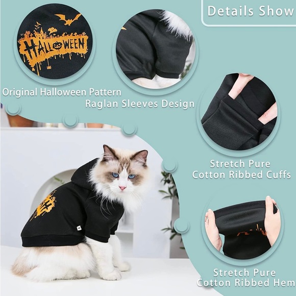 MESHEEN Dog Hoodie for Puppy and Kitty Made of Soft Comfortable Fabric Printed S - Picture 5 of 6